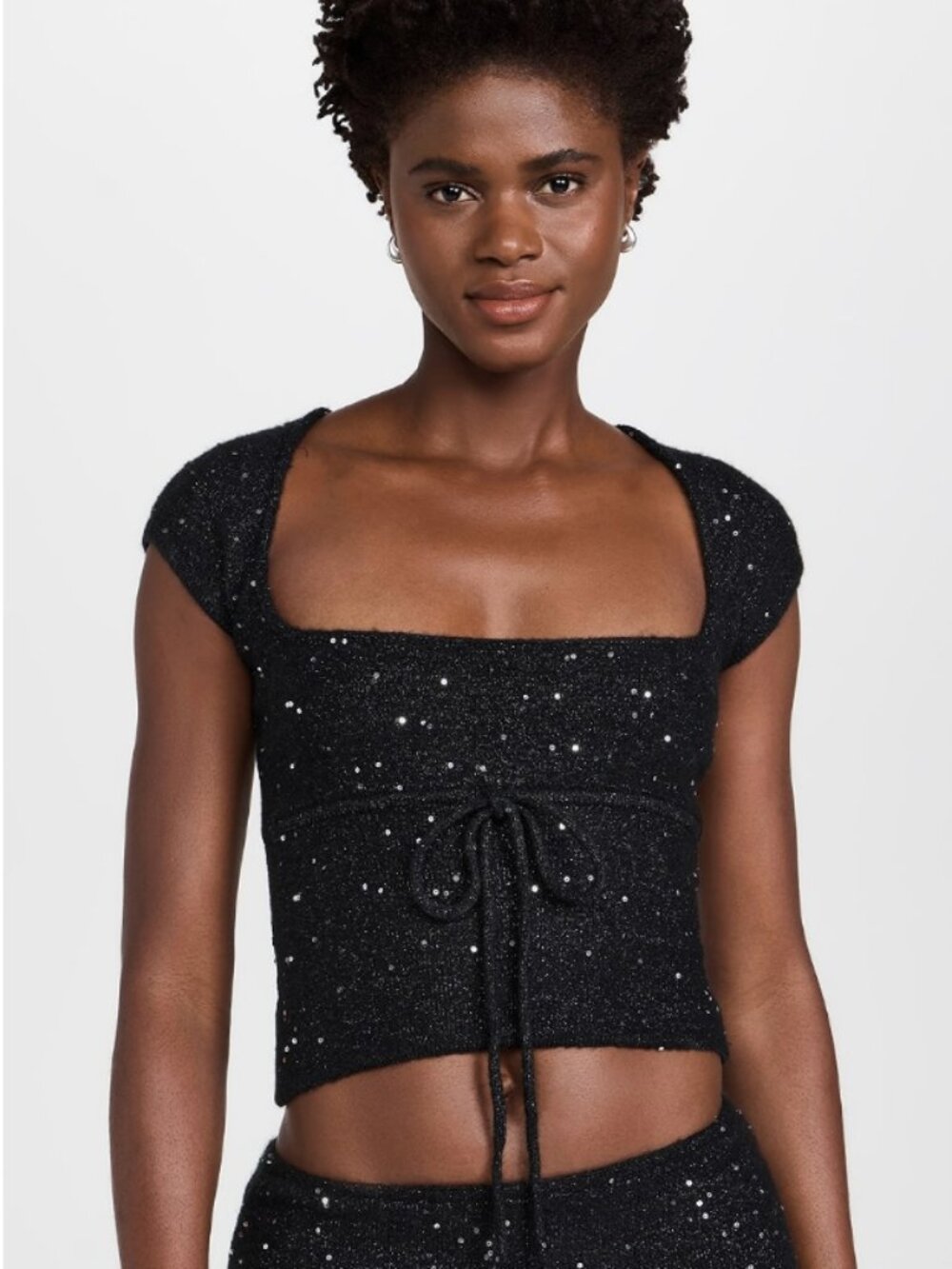 GUIZIO Miki Sequin Knit Top Black size large purchased from shopbop
